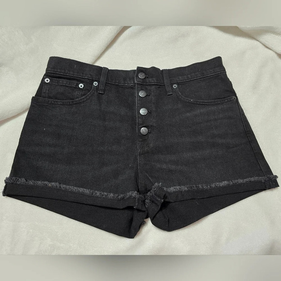 J. Crew Factory Pants - NWT J. Crew Factory Button Fly Black Wash Jean Shorts, Raw Cuffed Hem, Size 29.